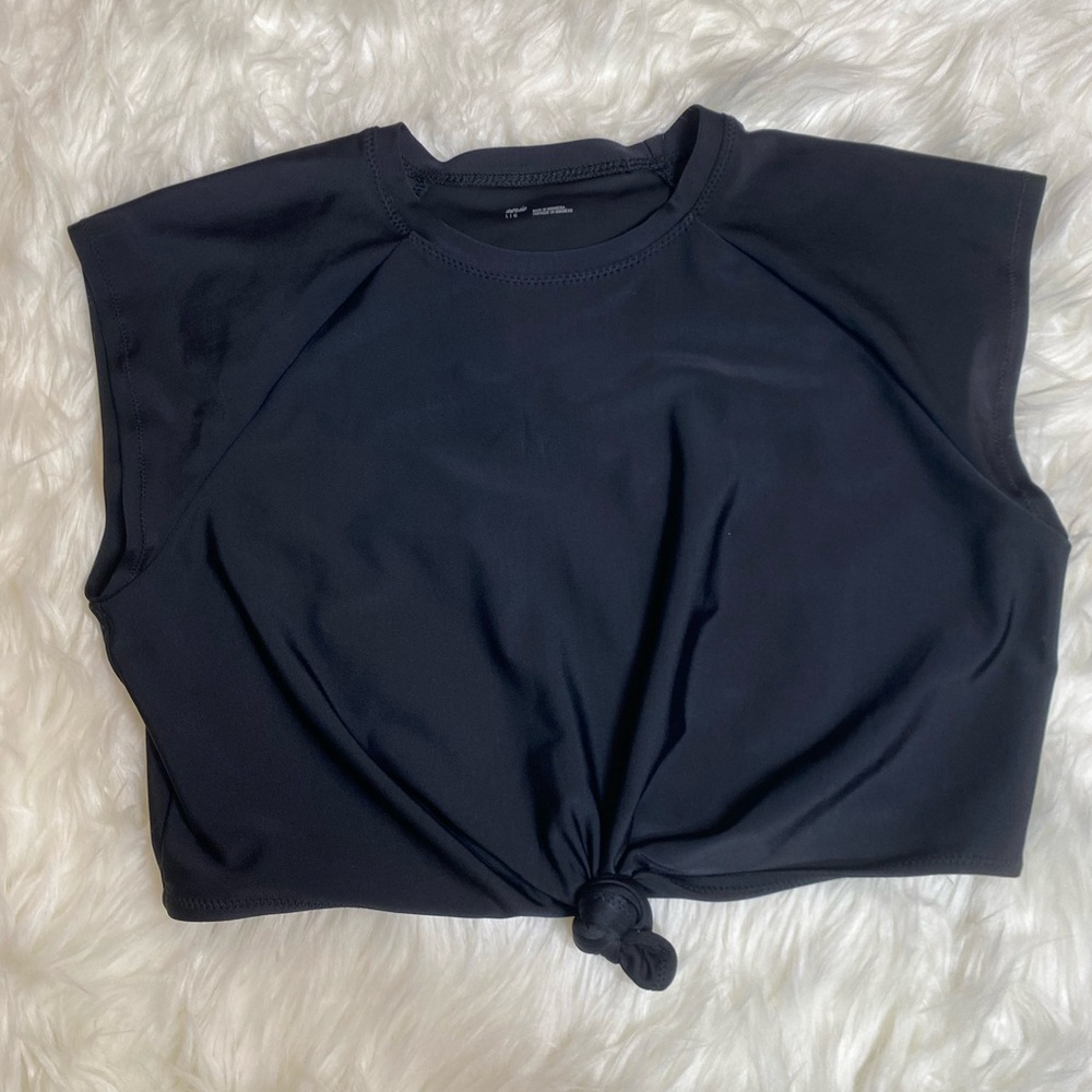 Aerie Black Knotted Crop Top CB213